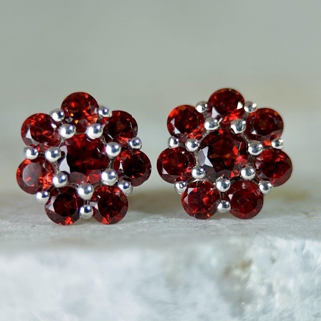 [ETSY-4402882335] January Birthstone Garnet Stud Earrings | Sterling Silver | Handmade Gift for Her